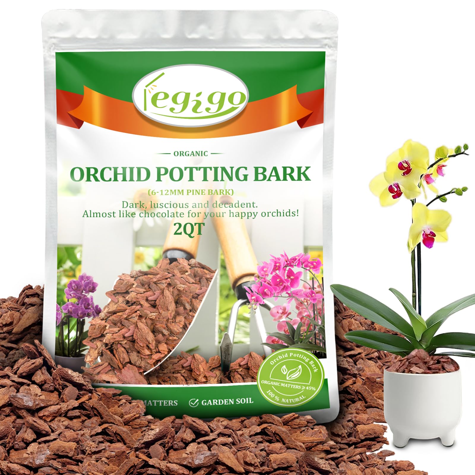 Legigo 2 litres Organic Orchid Potting Bark- All Natural Orchid Bark Potting Mix Pine Bark Wood Chips for Houseplant Mulch, Plants Root Development 🍁 All In One Marketplace Canada
