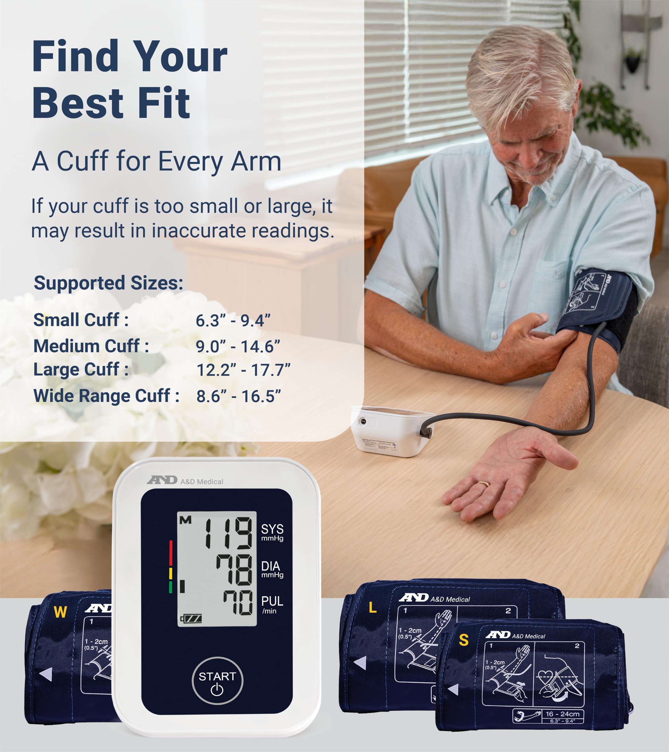 A&D Medical Blood Pressure Monitor for Home Use - UA-651CN - Upper Arm Precise BP Machine - Wide Range Cuff (8.6–16.5” / 22-42 cm) Easy To Use, One Click Operation, Adults, AA Batteries, 1-User 🍁 All In One Marketplace Canada