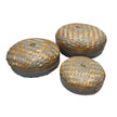 Grey Round Henna Rattan Box
