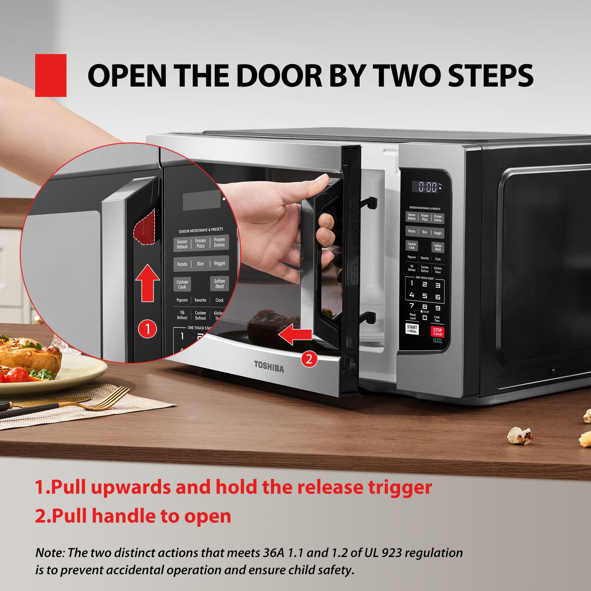 TOSHIBA ML-EM31P(SS)/CA Microwave Oven with Smart Sensor, Easy Clean Interior, ECO Mode, and Sound On/Off, 1.2 Cu. ft, Stainless Steel 🍁 All In One Marketplace Canada