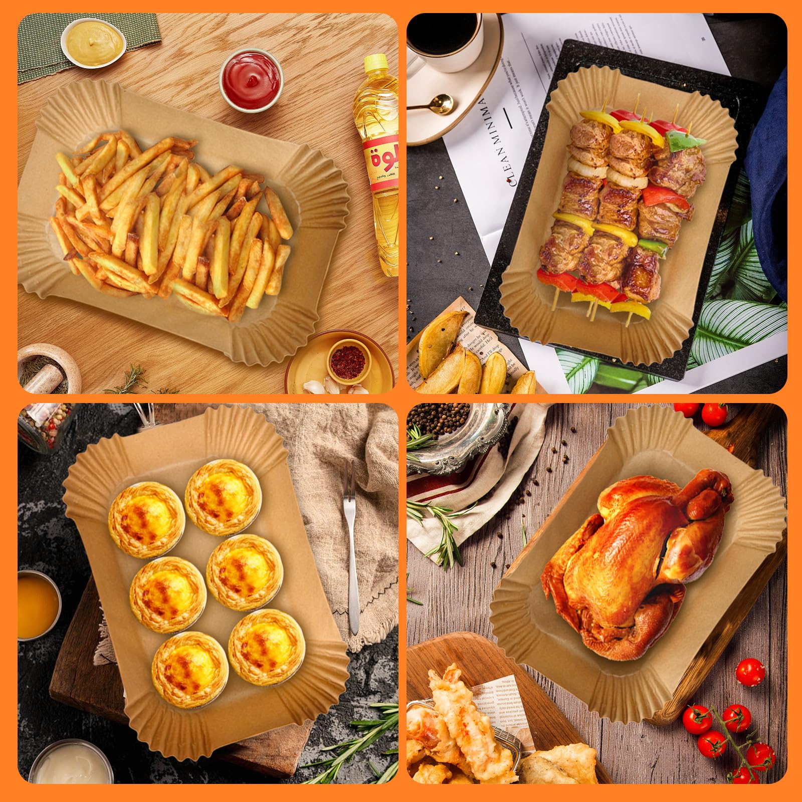 200PCS Air Fryer Liners for Ninja: Higher Non-Stick Disposable Parchment Paper Liner for Ninja DZ201/DZ401 Dual Airfryer Baking - Food Grade Ninja Air Fryer Accessories - Rectangle 8.6 x 5.5 inch 🍁 All In One Marketplace Canada