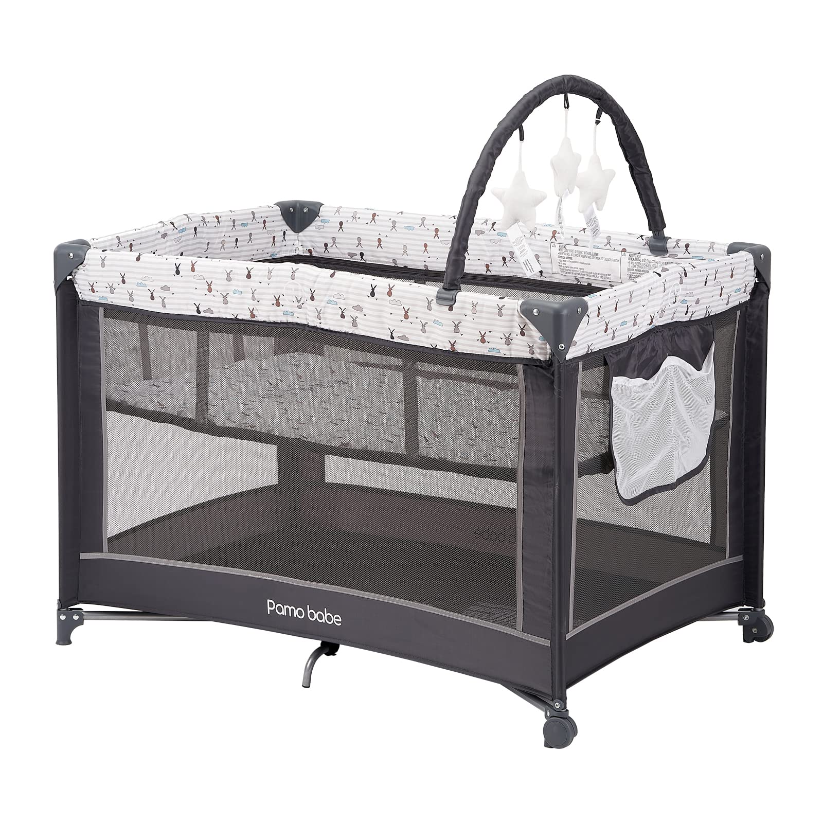 Pamo Babe Portable Baby Playpen, Lightweight Travel Playard with Mattress and Wheels (Rabbit) 🍁 All In One Marketplace Canada