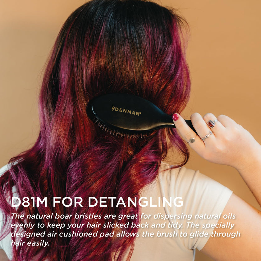 Denman Cushion Hair Brush (Medium) with Soft Nylon Quill Boar Bristles - Porcupine Style for Grooming, Detangling, Straightening, Blowdrying and Refreshing Hair – Black, P081M 🍁 All In One Marketplace Canada