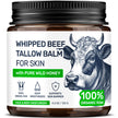 Beef Tallow Face Cream – Grass Fed Whipped Tallow and Honey Balm for Skin, Body Moisturizer with Beeswax and Wild Honey, 3-Ingredient Fragrance Free Non Comedogenic Skincare for Dry Sensitive Skin 🍁 All In One Marketplace Canada