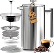 KICHLY 34 OZ French Press, Stainless Steel Double Walled Insulated Coffee Press with Refined Filters, Espresso and Tea Maker - Silver 🍁 All In One Marketplace Canada