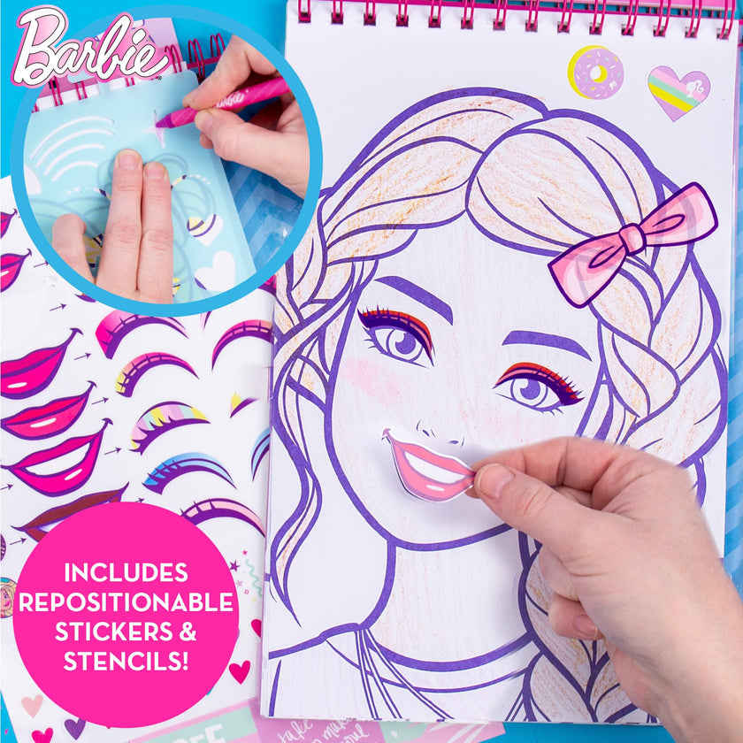 Barbie Makeup Artist Magazine, Create Your Own Hair & Makeup Looks Using Stencils, Stickers, Crayons, Pretend Makeup, Barbie Toys, Barbie Craft Kits, Drawing Kit, 6 Year Old Girl Birthday Gift 🍁 All In One Marketplace Canada