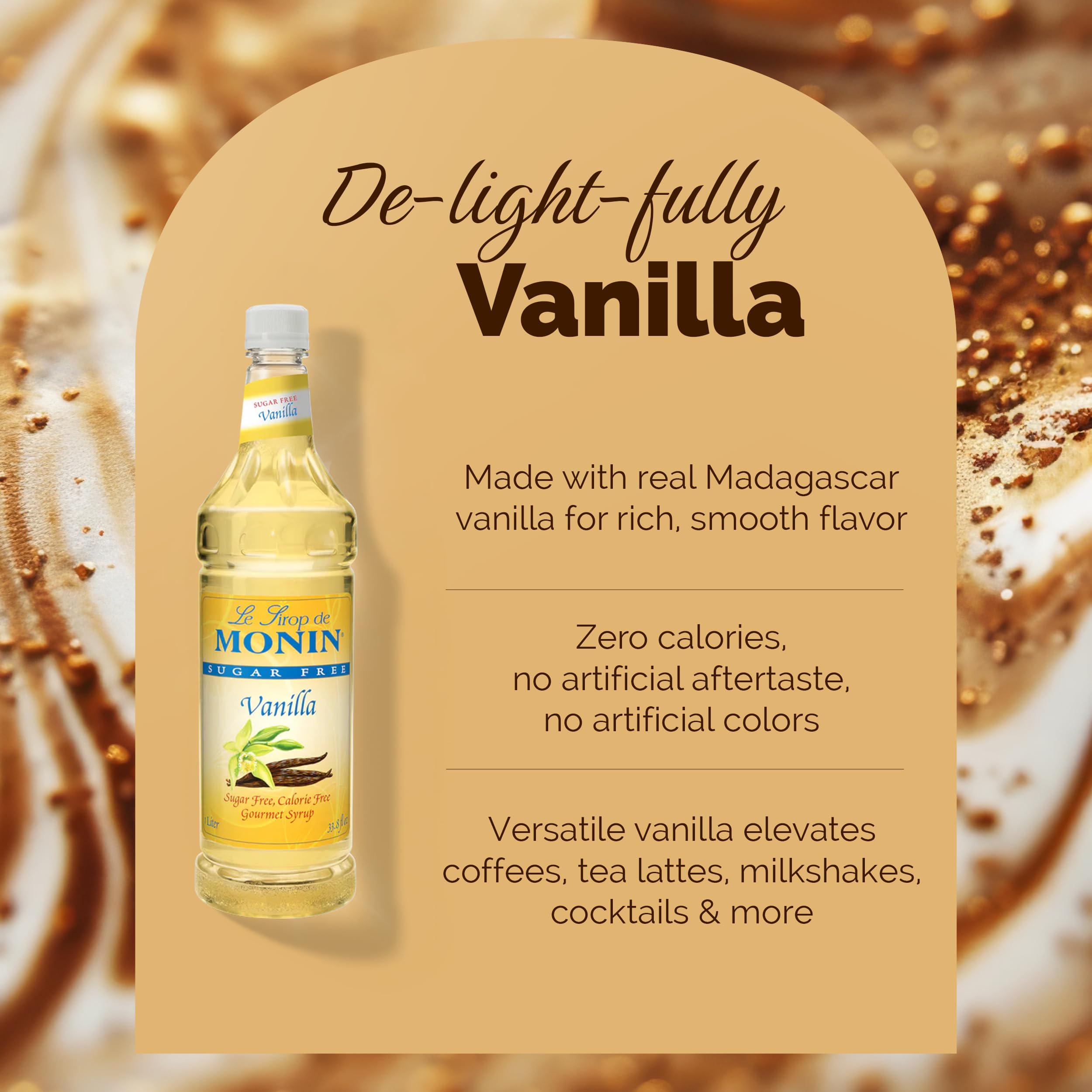 Monin - Sugar Free Vanilla Syrup | Premium Calorie-Free Syrup | Pure & Rare Madagascar Vanilla for Coffee, Lattes & More (BPA-Free Plastic Bottle, 33.8 fl oz) 🍁 All In One Marketplace Canada