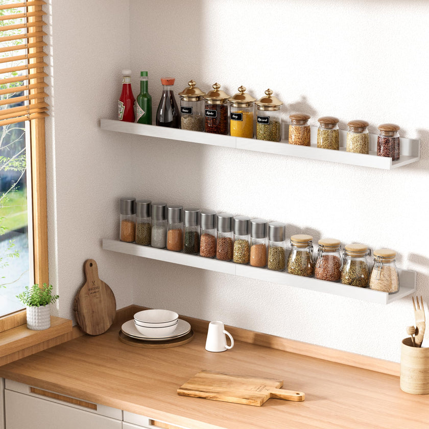 upsimples Floating Shelves for Wall, Decor Storage Set of 6, Wall Mounted Wood Shelves for Bedroom, Living Room, Bathroom, Kitchen, Picture Ledge Shelves, White 🍁 All In One Marketplace Canada