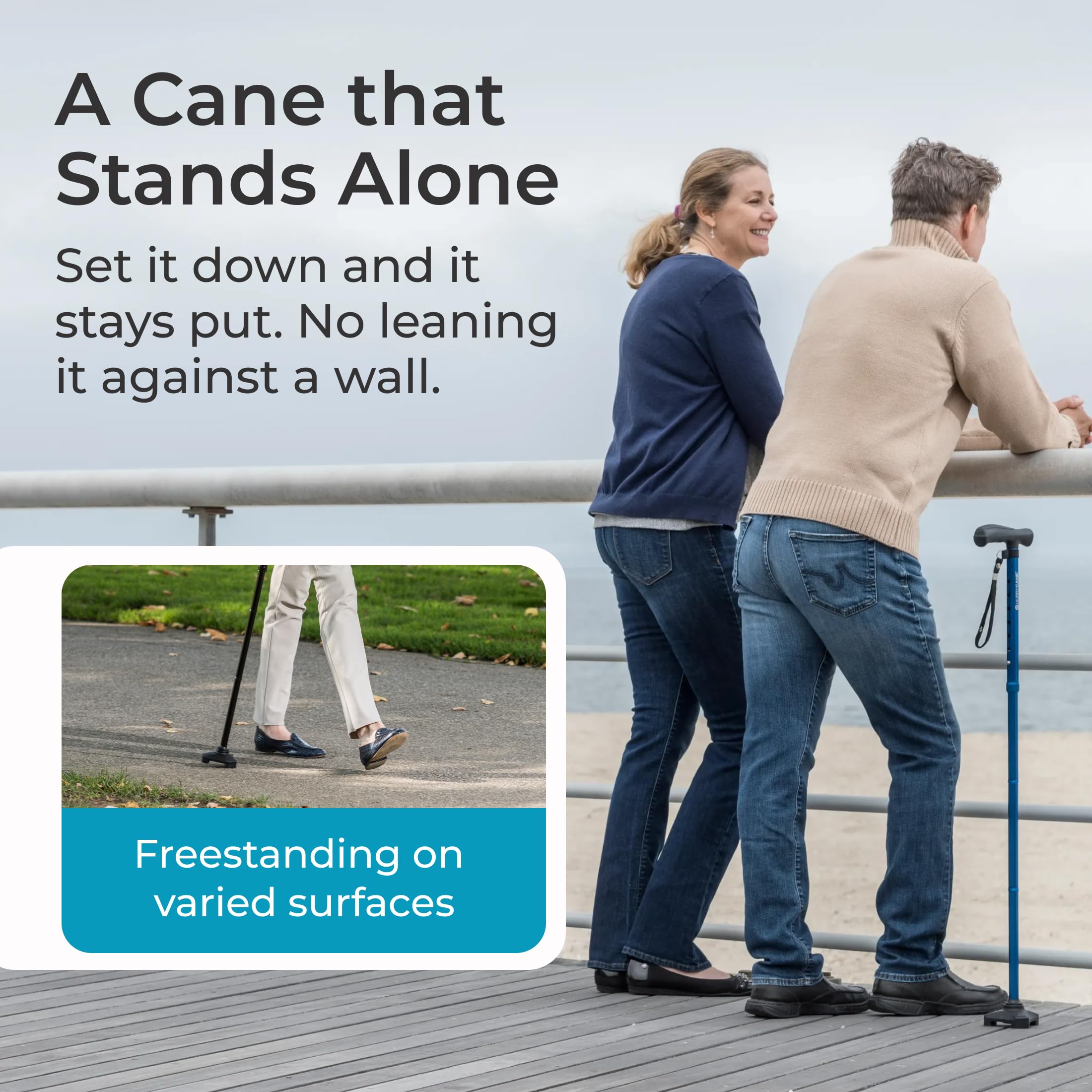 HurryCane Freedom Edition Folding Walking Cane, Black 🍁 All In One Marketplace Canada