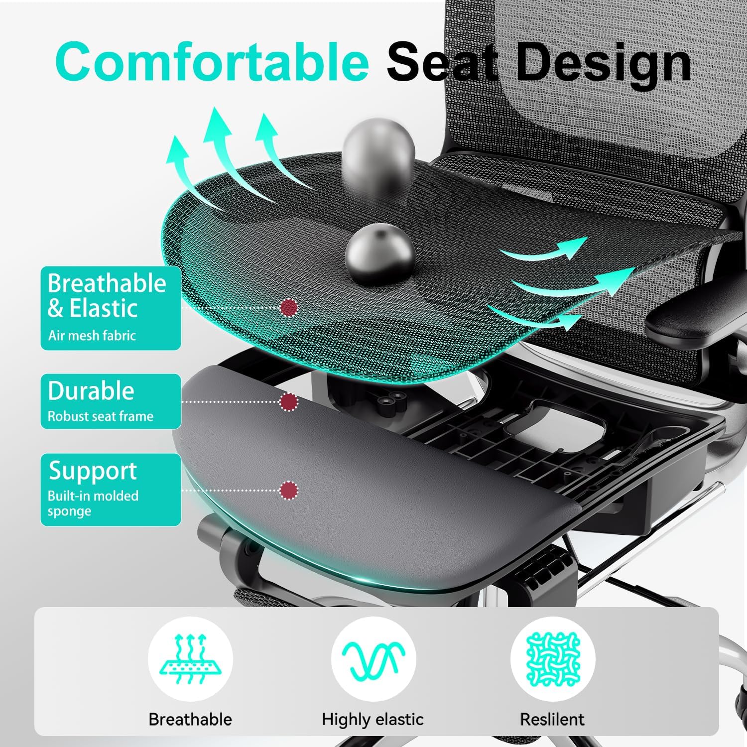 Ergonomic Office Chair,Office Chair with Tilt Function,Mesh Office Chair with Footrest,Ergonomic Chair with Adaptive Backrest, Adjustable Headrest and Flip-Up Armrests 🍁 All In One Marketplace Canada