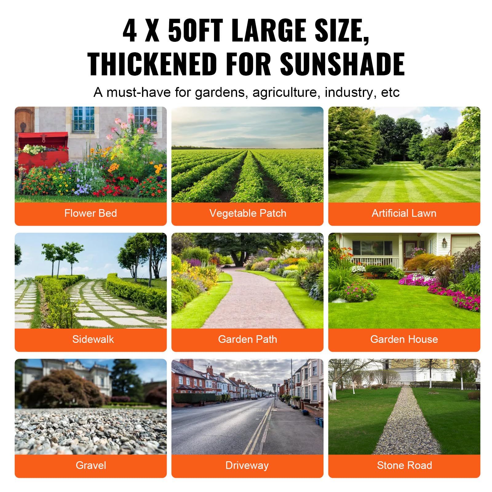 VEVOR Weed Barrier Landscape Fabric, 4*50FT Heavy Duty Garden Weed Fabric, Woven PP Weed Control Fabric, Driveway Fabric, Geotextile Fabric for Landscaping, Ground Cover, Weed Blocker Weed Mat, Black 🍁 All In One Marketplace Canada