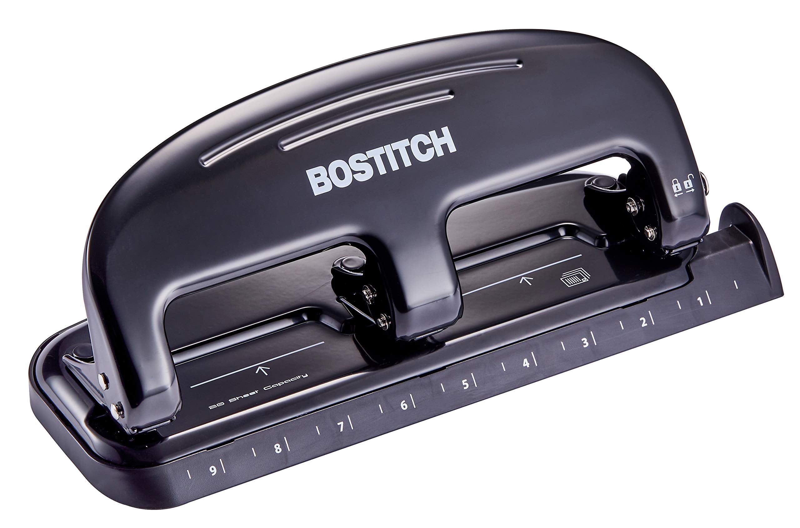 Bostitch Office EZ Squeeze 20 Sheet Standard 3 Hole Punch, Metal Construction, Silver/Black (HP20) 🍁 All In One Marketplace Canada