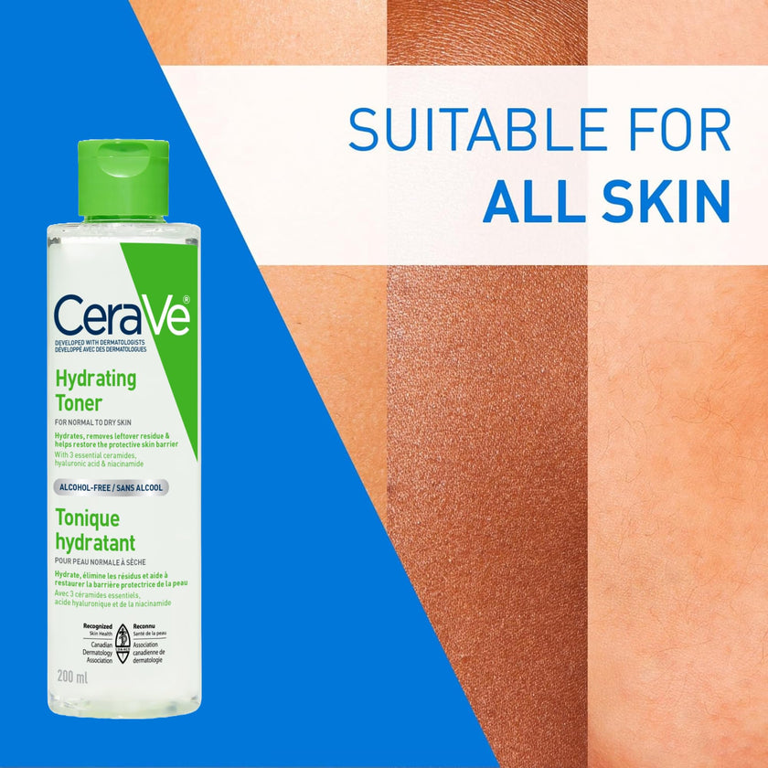 CeraVe Hydrating Toner for Face with Hyaluronic Acid, Niacinamide, and Ceramides for Sensitive Dry Skin | Alcohol-Free, Fragrance-Free, Non Comedogenic | Full Size, 200 mL 🍁 All In One Marketplace Canada