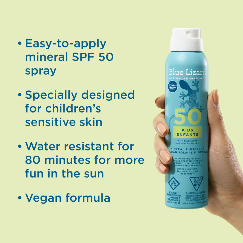 Blue Lizard Kids Mineral SPF 50 Sunscreen Spray, Broad-Spectrum UVA/UVB Protection, Water-Resistant, Zinc Oxide Formula, 142 g 🍁 All In One Marketplace Canada
