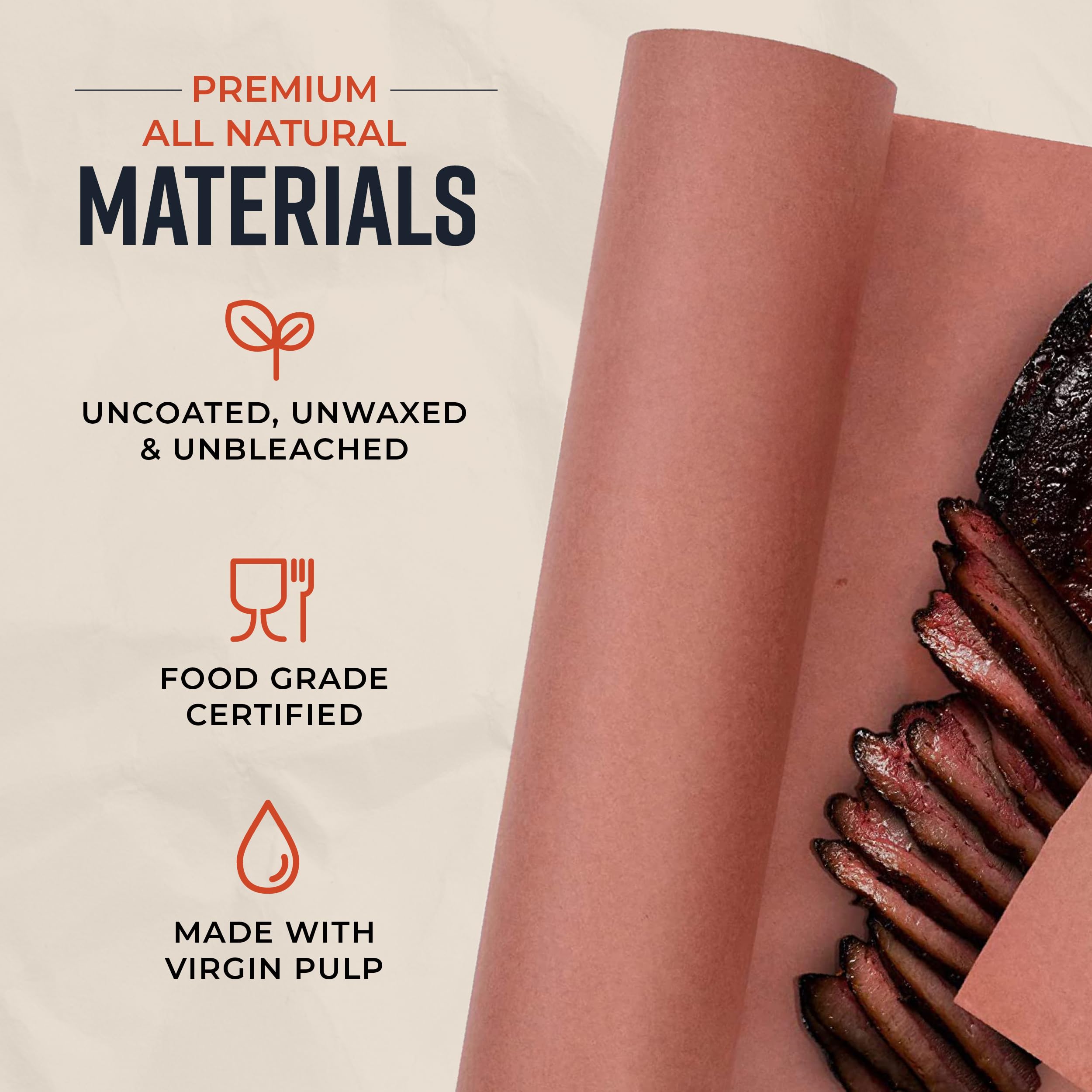 Bryco Goods Pink Butcher Paper Roll - 18 Inch x 175 Feet - Food Grade Peach Paper for Smoking & Grilling Meat, BBQ, Brisket - Unbleached Unwaxed Uncoated 🍁 All In One Marketplace Canada