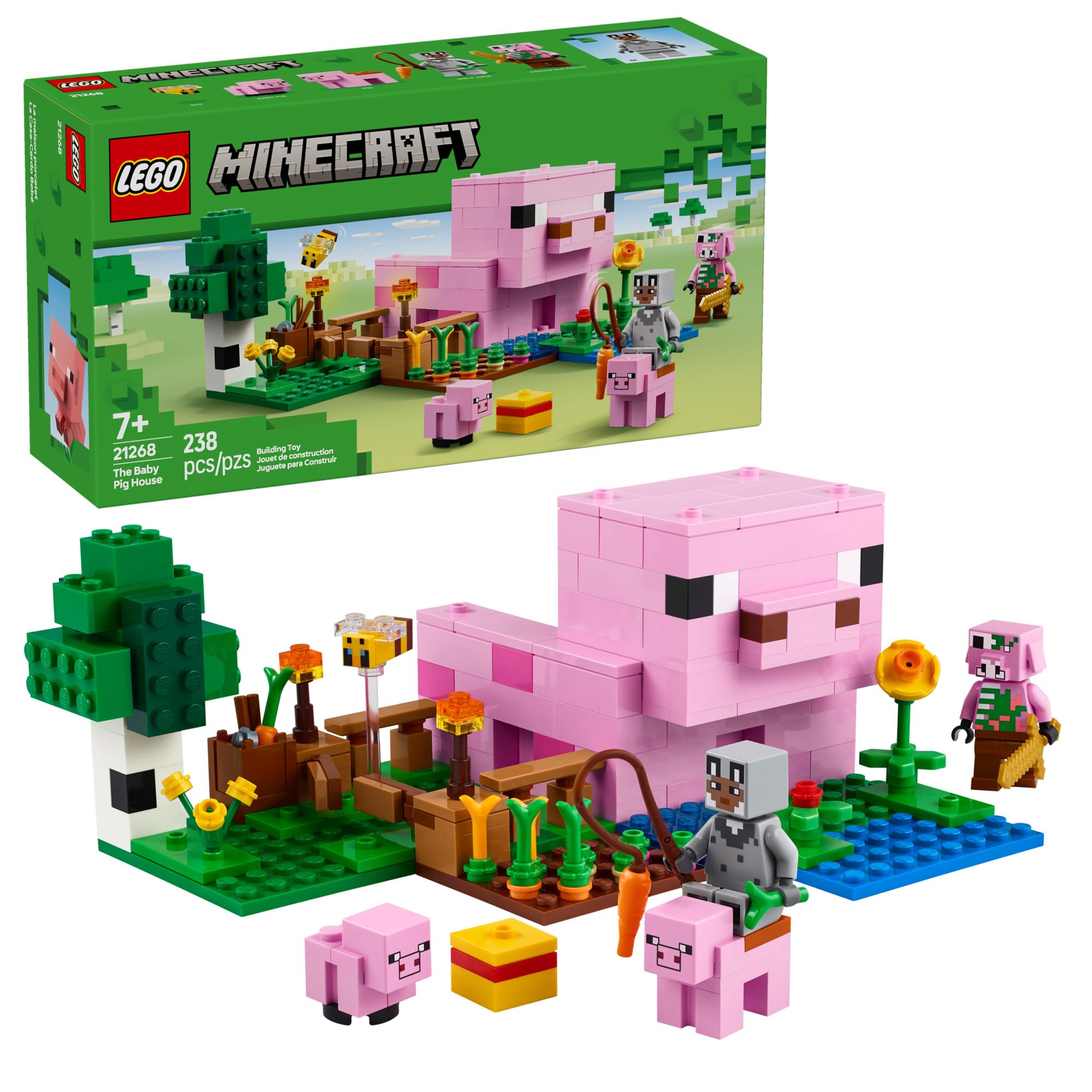 LEGO Minecraft The Baby Pig House Toy Figures and Playset - Building Minecraft Toy for Kids, Boys and Girls, Ages 7+ - with 2 Minifigures for Pretend Play - Gift Idea for Birthdays - 21268 🍁 All In One Marketplace Canada