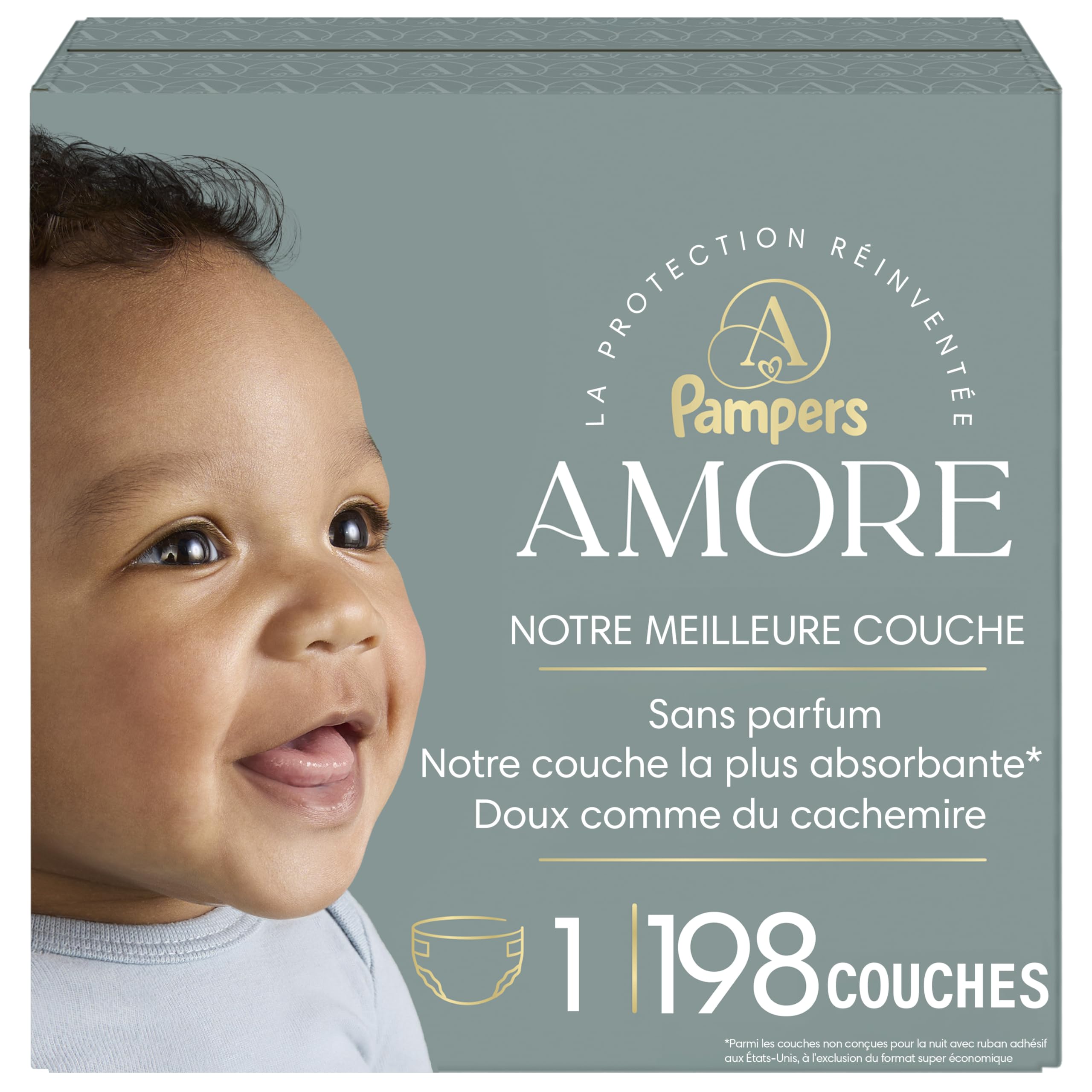 Pampers AMORE, Size 1, Our Best Diaper, 1 Pack (Count of 198) 🍁 All In One Marketplace Canada