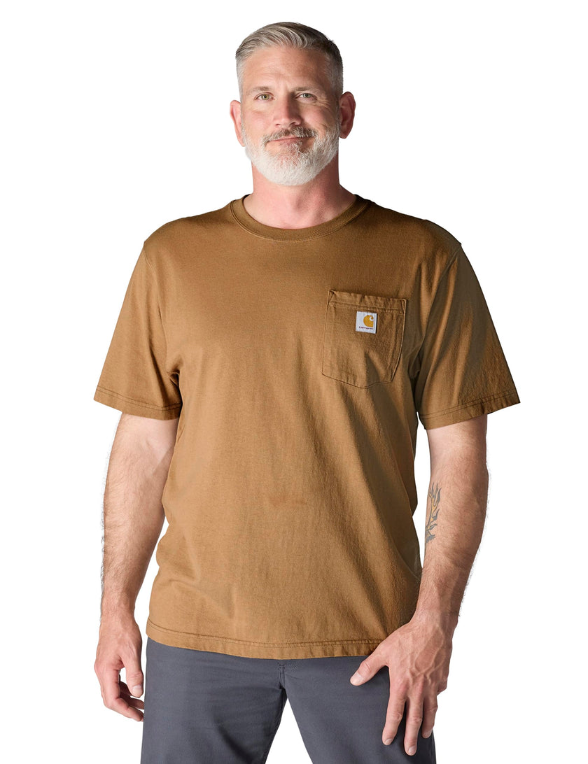 Carhartt Men's Loose Fit Heavyweight Short-Sleeve Pocket T-Shirt (Also Available in Big & Tall), Brown, Large 🍁 All In One Marketplace Canada