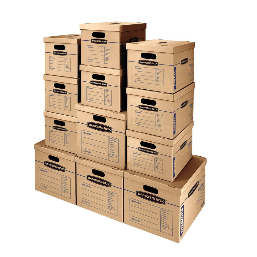 Bankers Box SmoothMove Classic Moving Kit Boxes, Tape-Free Assembly, Easy Carry Handles, 8 Small 4 Medium, 12 Pack(7716403) 🍁 All In One Marketplace Canada
