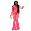 Women 2pcs Velvet Hoodie Wide leg Pant Crop top sweatsuit Athleisure Outfit