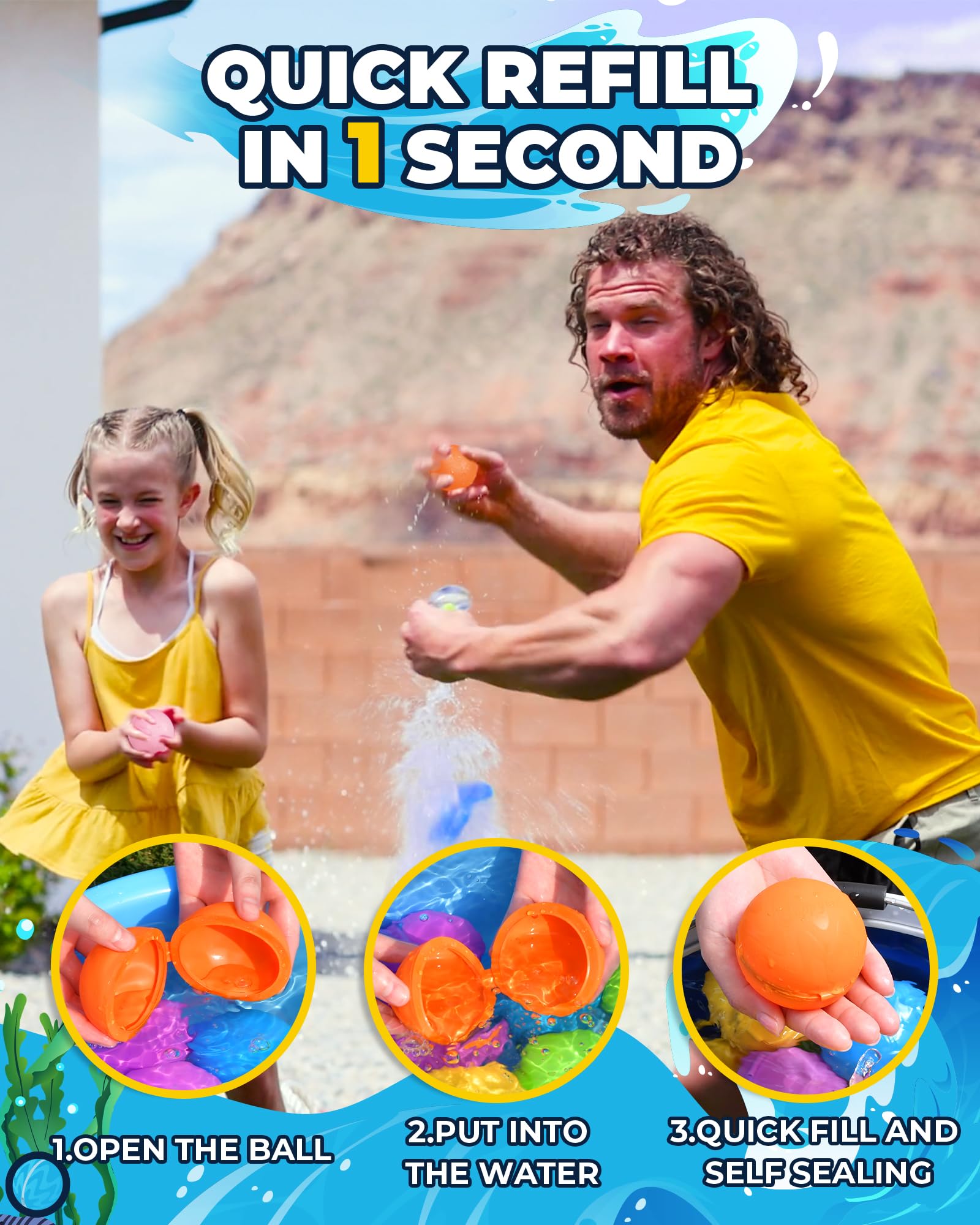 Smasiagon Reusable Magnetic Water Balloons: 15 PC Refillable Water Bombs Splash Balls Self Sealing Quick Fill - Silicone Water Toys with Mesh Bag for Kids Adults Water Games Outside Summer Fun Party 🍁 All In One Marketplace Canada