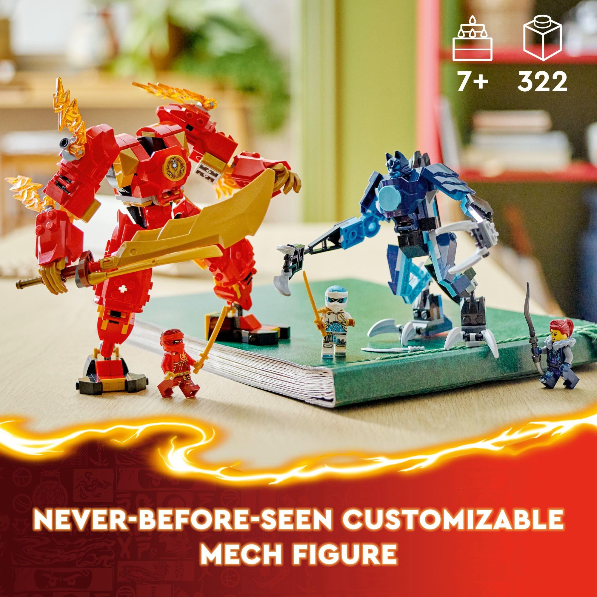 LEGO NINJAGO Kai’s Elemental Fire Mech Action Figure, Mini Ninja Toy for Kids with Customizable Red Ninja Figure Plus Kai and Zane Minifigures, Adventure Set for Boys and Girls Ages 7 and Up, 71808 🍁 All In One Marketplace Canada