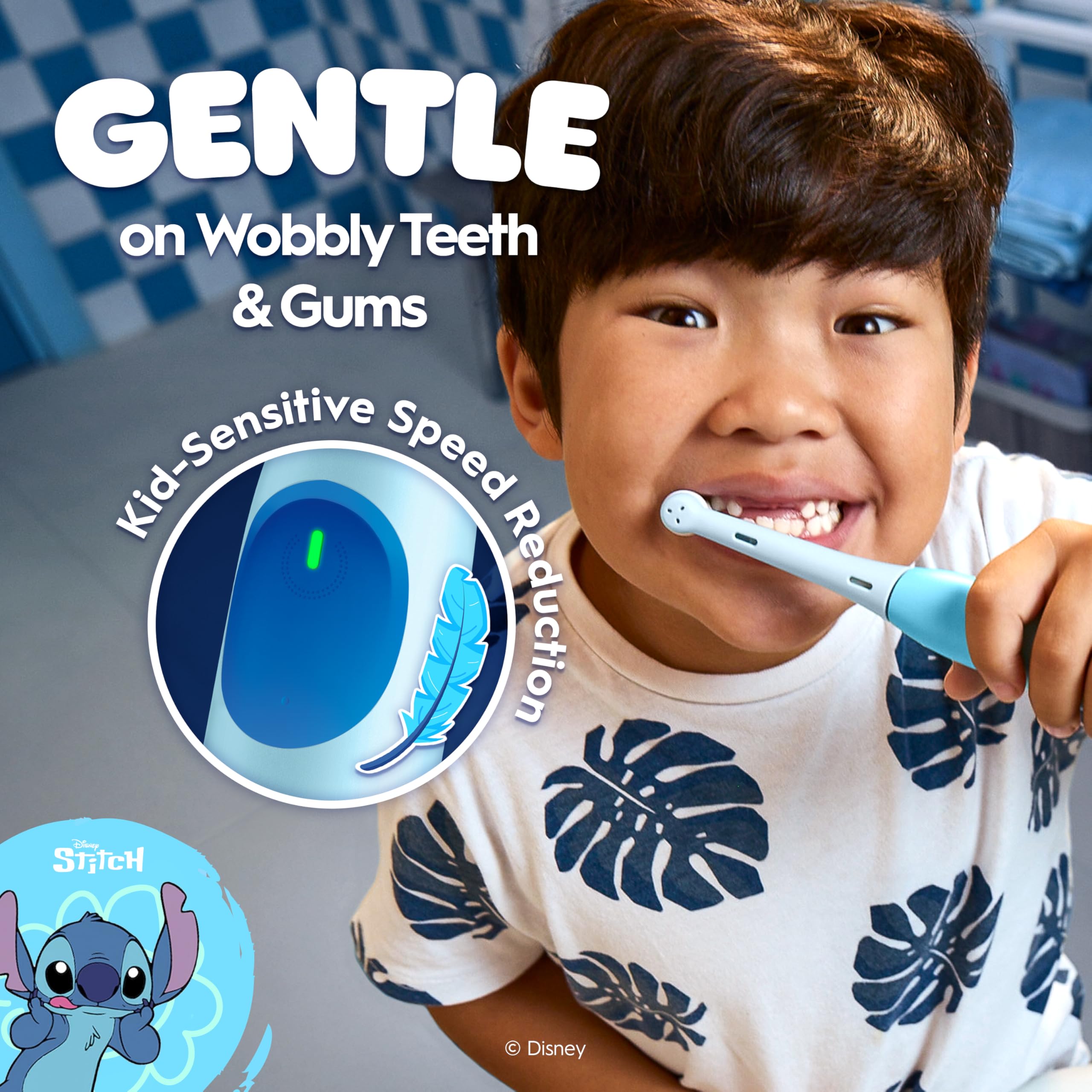 Oral-B iO Kids Rechargeable Electric Powered Toothbrush, Stitch with 1 Gentle Care Brush Head - Automatic Pressure Sensor to Protect Gums - 3 Cleaning Settings - 2 Min Music Timer - 28 Day Battery Life 🍁 All In One Marketplace Canada