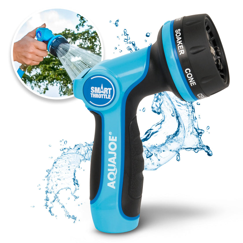 Aqua Joe AJHN102 Heavy Duty Indestructible Metal Multi Function Adjustable Hose Nozzle with Smart Throttle, Blue 🍁 All In One Marketplace Canada