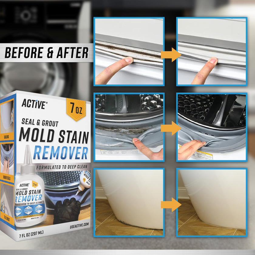 Mold Stain Remover Gel Cleaner - ACTIVE Heavy Duty Stain Cleaner for Front Loader Washing Machine Seal, Bathroom Grout, Shower, Caulk - Front Load Washer Cleaning Solution - 7 Fl Oz 🍁 All In One Marketplace Canada