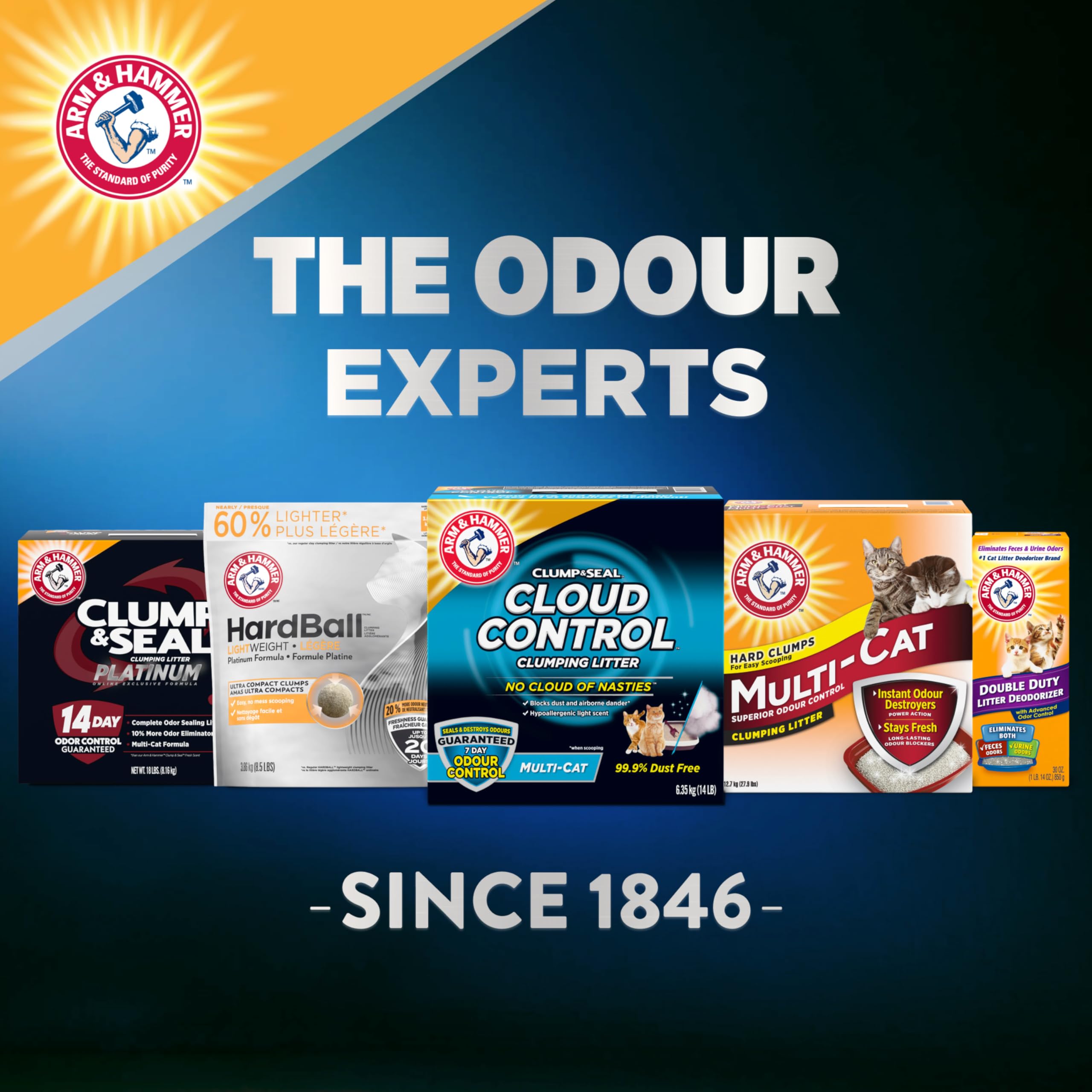ARM & HAMMER Platinum Cat Litter, Cloud Control, Complete Odour Sealing with 14 Days of Odour Control, Multi-Cat Clumping Cat Litter with Hypoallergenic Light Scent, 8.16kg (Pack of 1) 🍁 All In One Marketplace Canada
