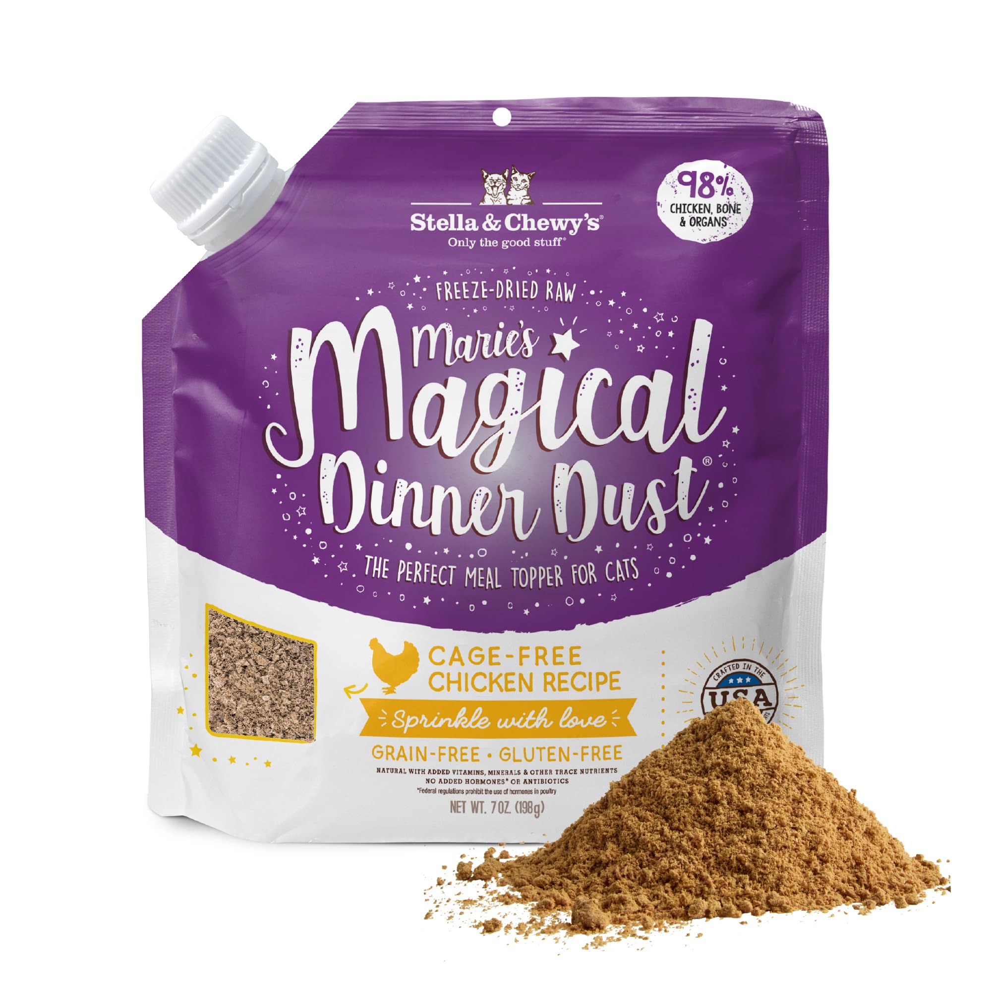 Stella & Chewy's Freeze-Dried Raw Cage-Free Chicken Recipe Marie's Magical Dinner Dust for Cats, 198g Bag 🍁 All In One Marketplace Canada