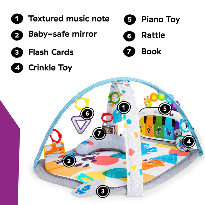 Baby Einstein 4-in-1 Kickin' Tunes Music and Language Play Gym and Piano Tummy Time Activity Mat 🍁 All In One Marketplace Canada
