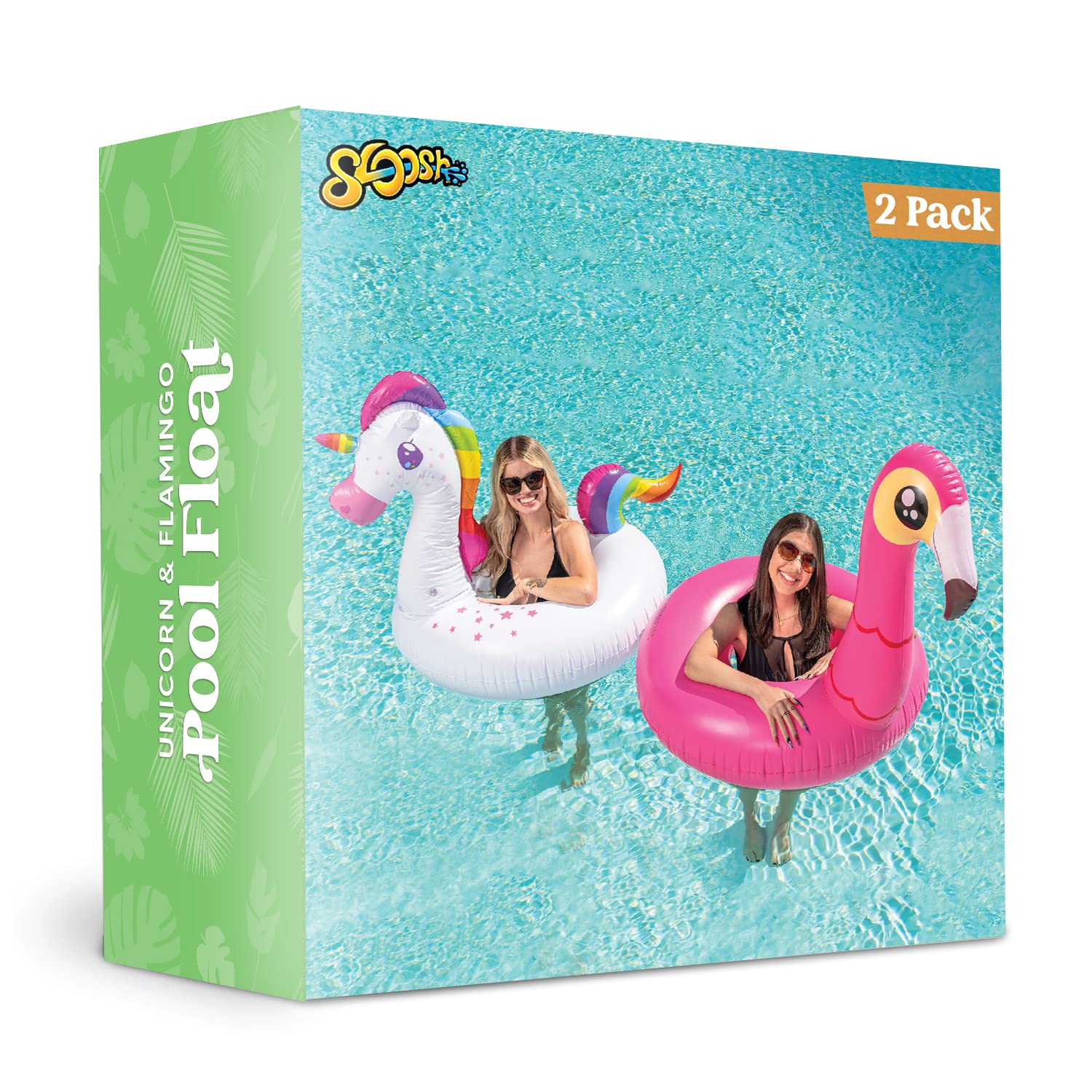 JOYIN 2-Pack Flamingo Unicorn Pool Float - Fun Beach Floaties, Inflatable Swimming Pool Tubes Party Toys, Lake Beach Floaty Swim Rings Summer Pool Raft Lounger for Adults & Kids 🍁 All In One Marketplace Canada