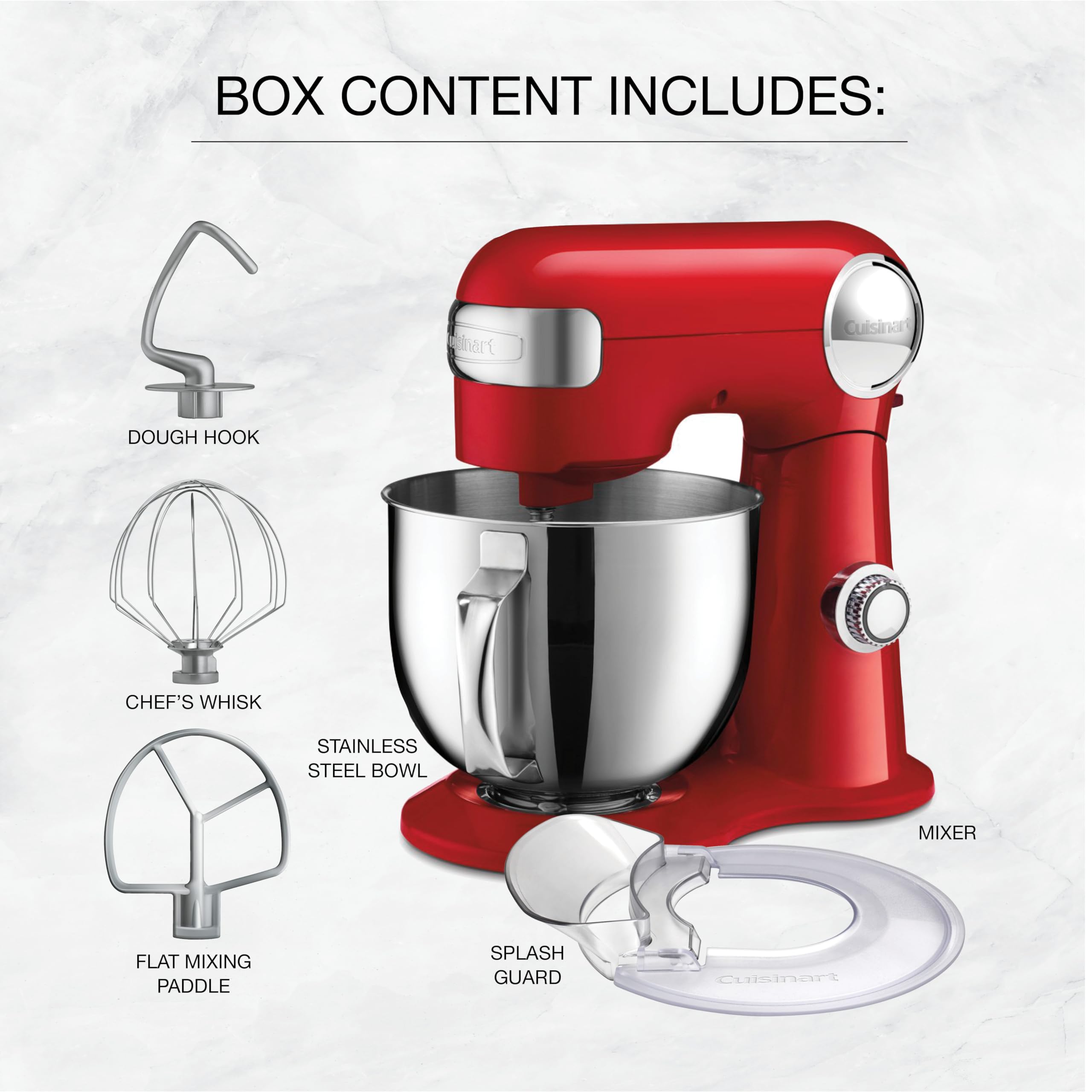 Cuisinart Precision Master 5.5-Quart Tilt-Head Stand Mixer, 12 Speed, 500W, Includes Bowl, Dough Hook, Chef's Whisk and Flat Mixing Paddle, Red (SM-50RC) 🍁 All In One Marketplace Canada