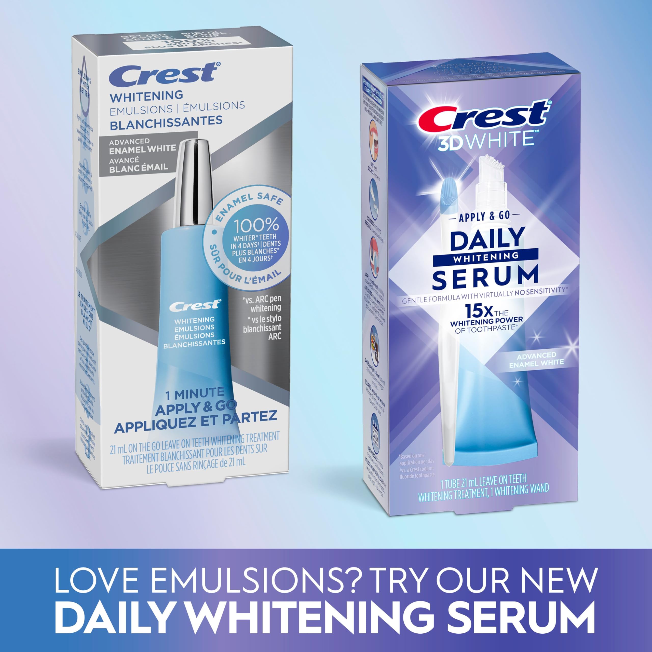 Crest 3D White Daily Whitening Serum Advanced Enamel White, Leave-on Teeth Whitening Treatment, 21 mL 🍁 All In One Marketplace Canada