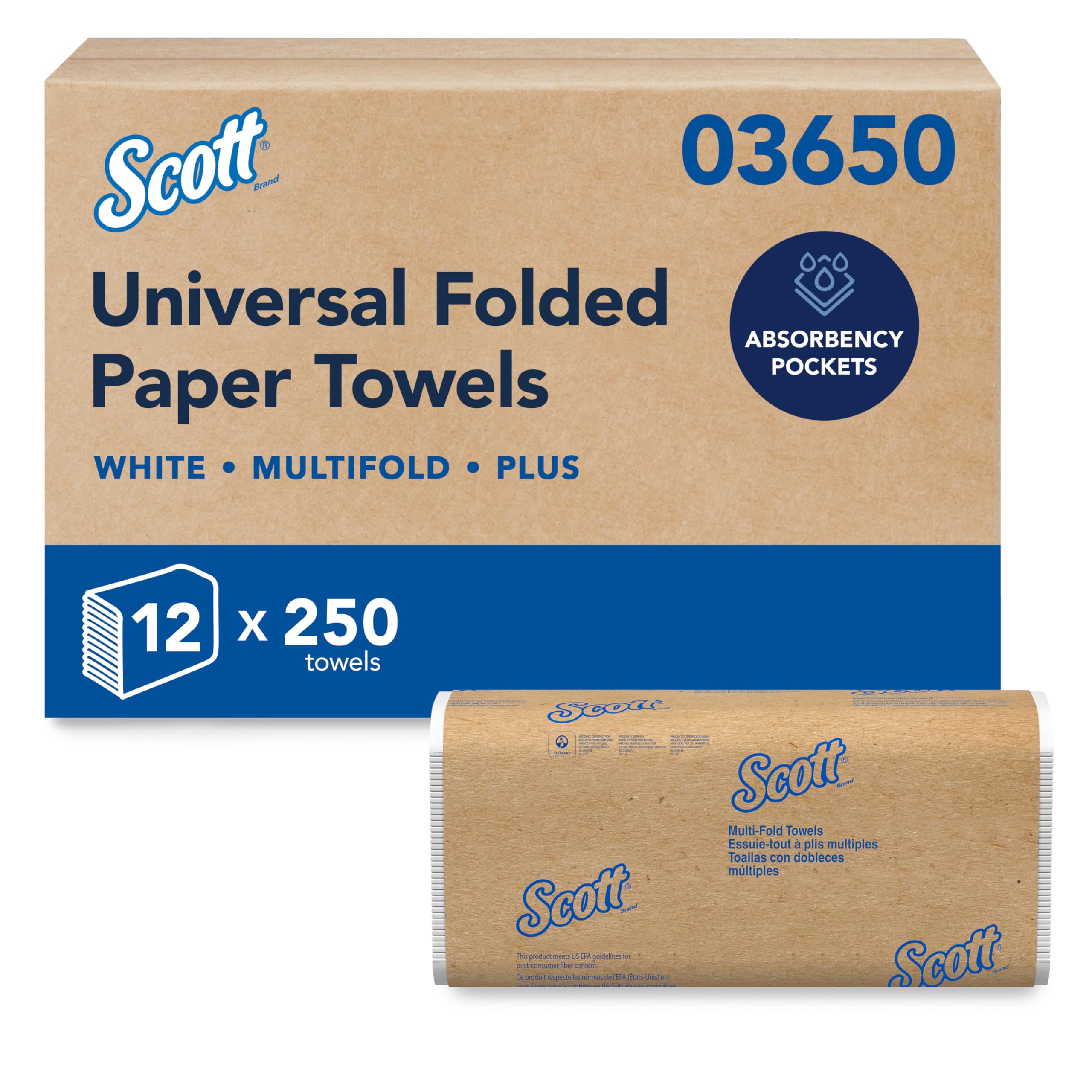 Scott Professional Universal Multifold Paper Towels, Bulk (03650), Absorbency Pockets, 9.2