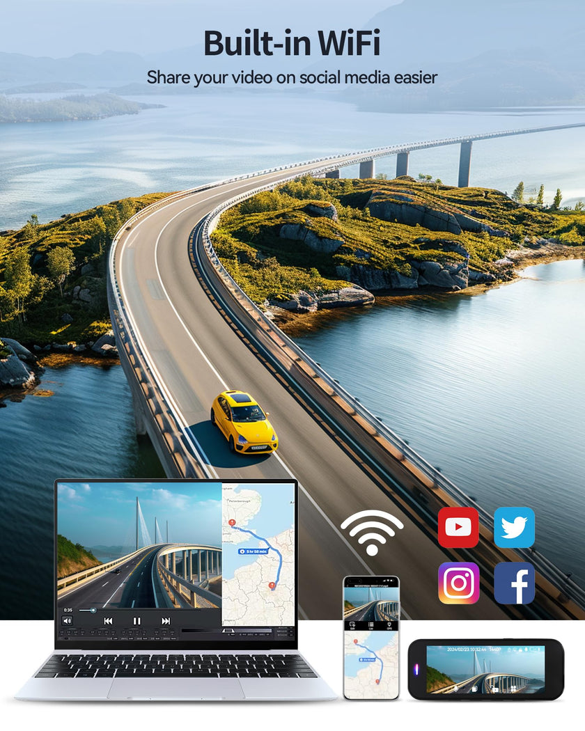 Dash Camera for Cars, 4K+1080P Dash Cam Front and Rear with 5G WiFi, Built-in 32GB Card, Night Vision, G-Sensor, 24H Parking Mode, Loop Recording 🍁 All In One Marketplace Canada