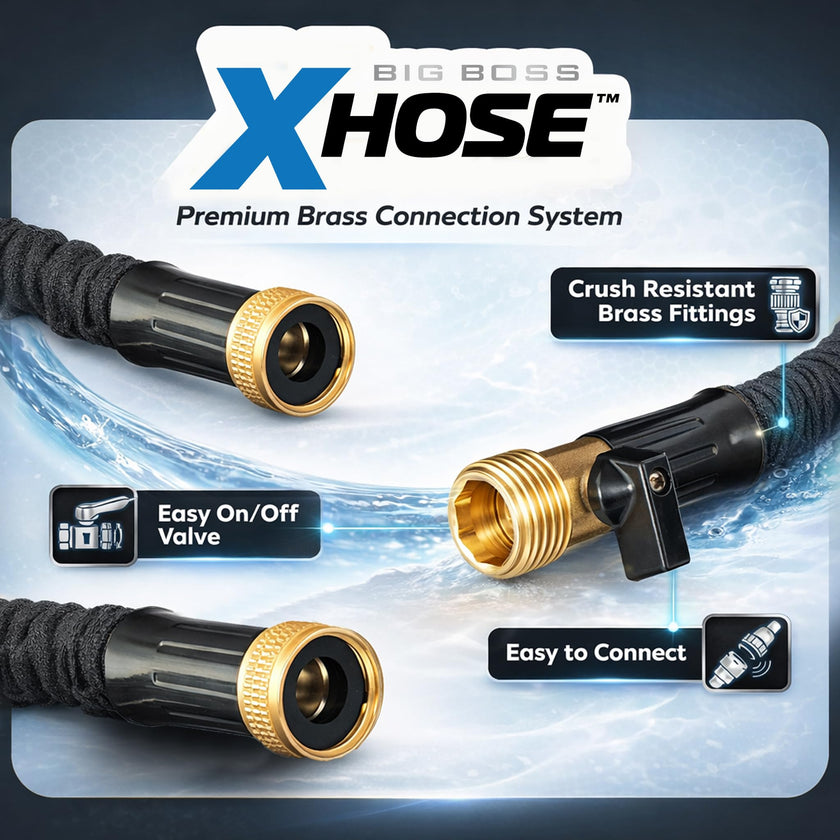 XHOSE PRO Expandable Garden Hose 50ft Water Hose with Brass Fittings, Flexible, Expanding and Retractable, Lightweight 50 Ft Hose, Tuyau Arrosage - 2026 Model 🍁 All In One Marketplace Canada