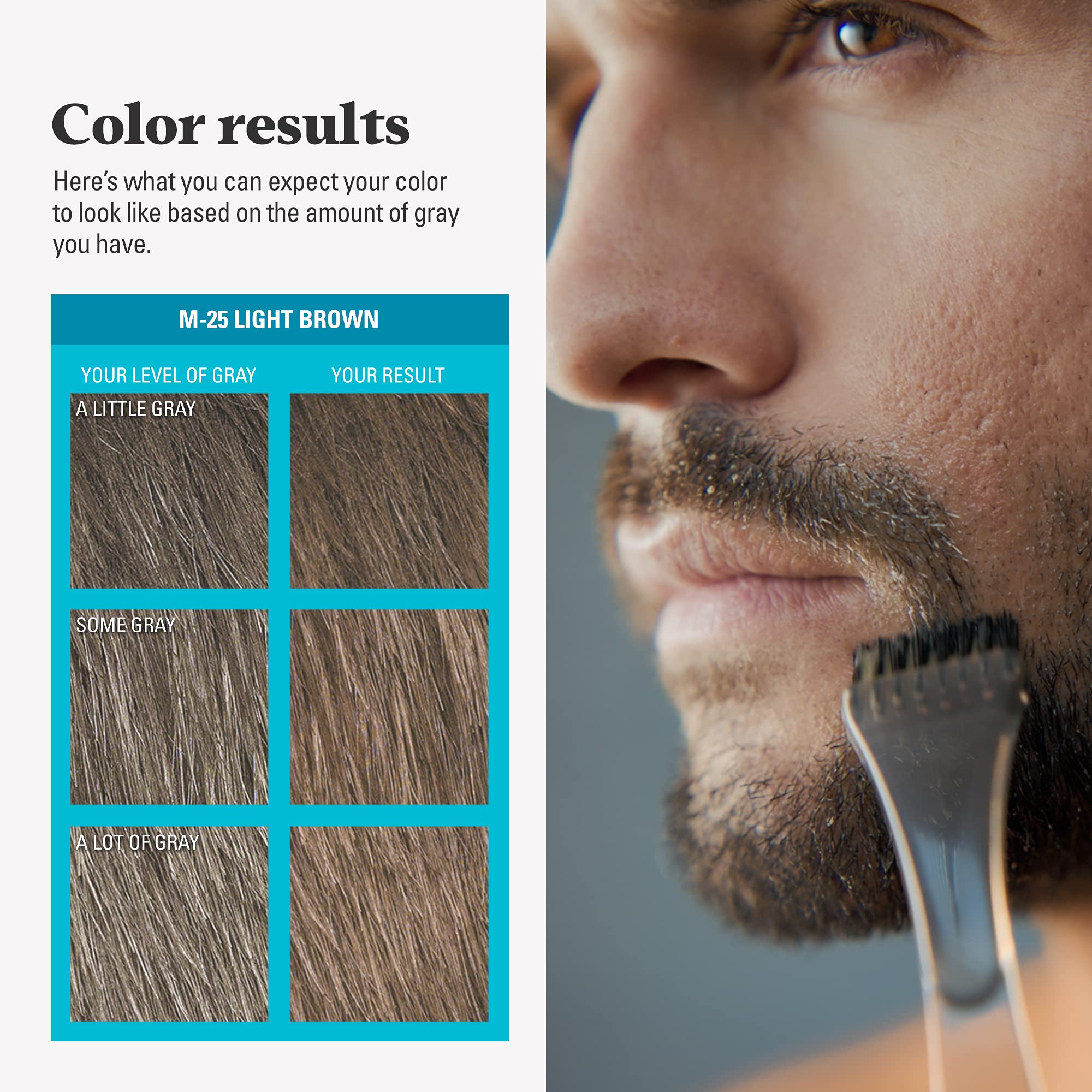 Just For Men Mustache & Beard, Beard Dye for Men with Brush Included for Easy Application, With Biotin Aloe and Coconut Oil for Healthy Facial Hair, Light Brown, M-25 (3 Count) 🍁 All In One Marketplace Canada