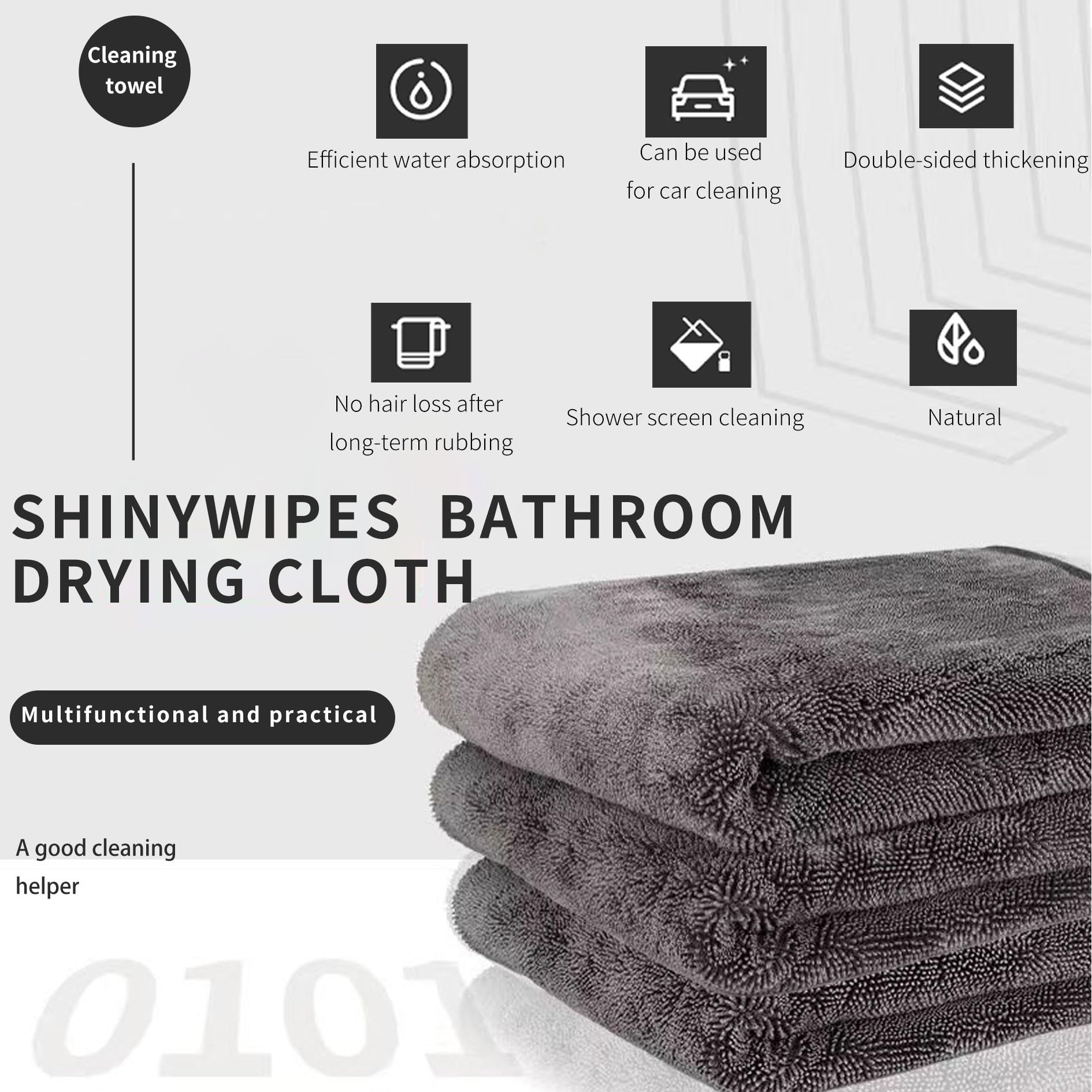 Shiny Wipes Towel for Shower, Shiny Wipes Cloth, Shower Cleaning Cloths for Car Detailing, Kitchen, Window Cleaning Cloth (3, 40 * 40cm) 🍁 All In One Marketplace Canada