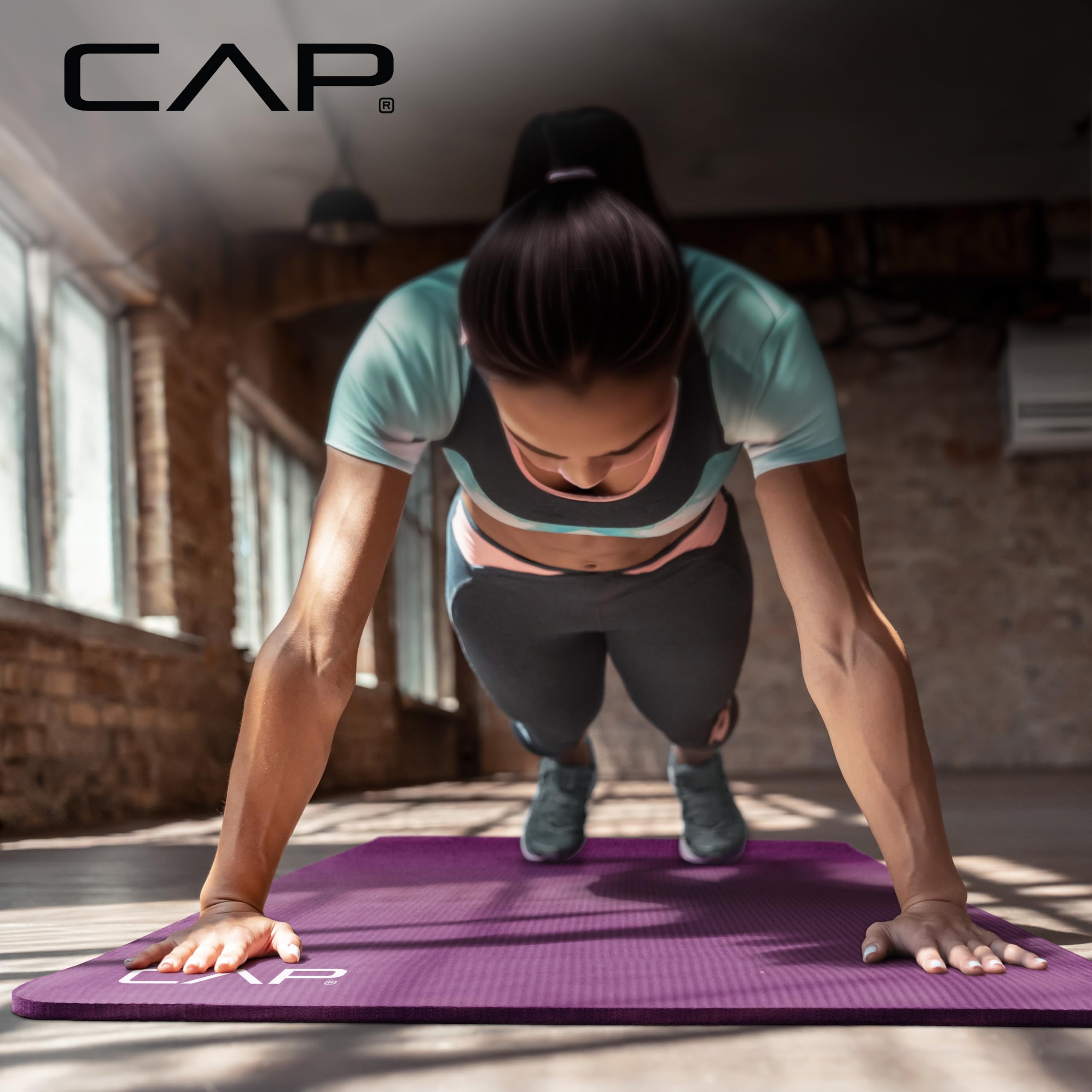 CAP Barbell High Density Exercise Yoga Mat with strap, 68