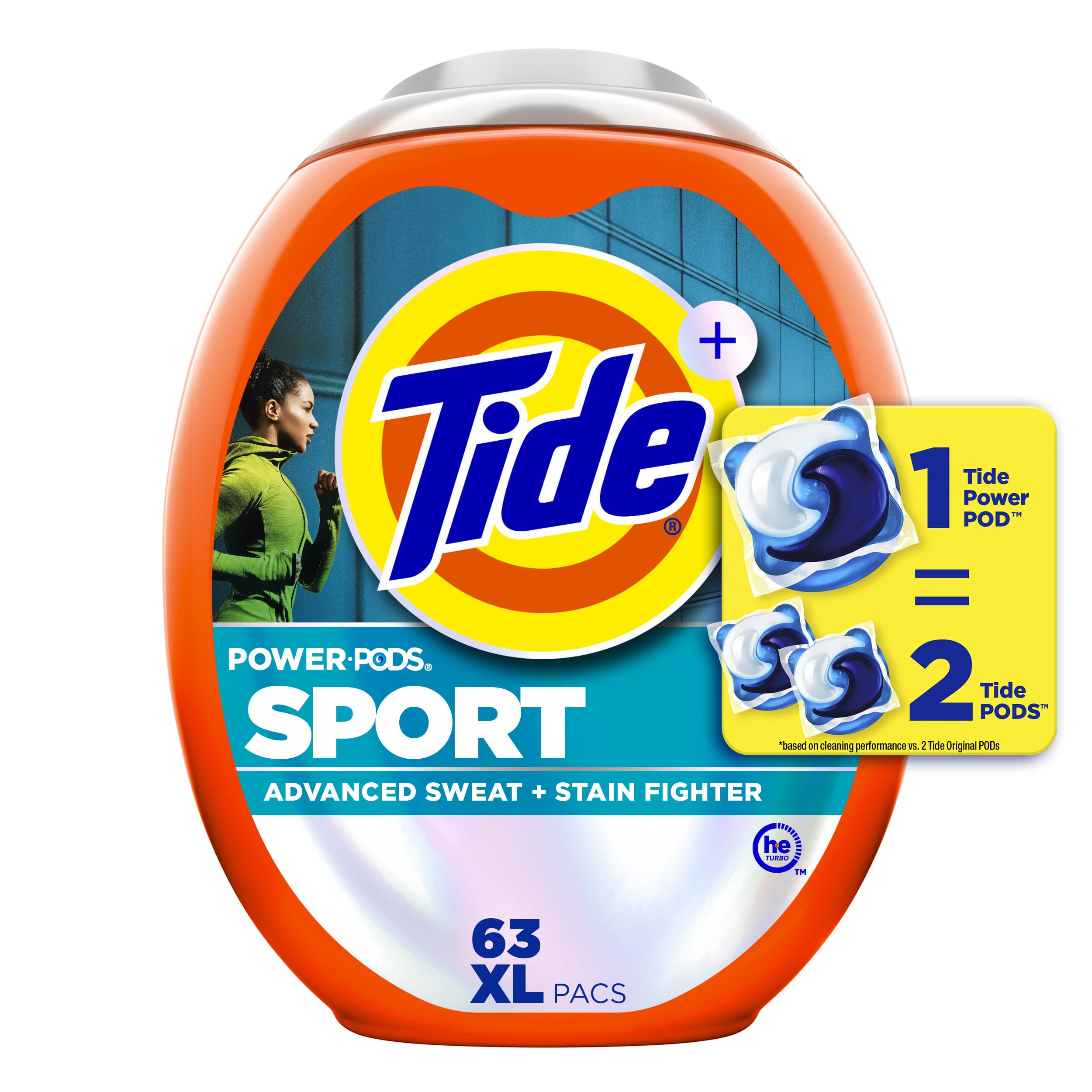 Tide Power Pods Sport Laundry Detergent Pacs, Advanced Sweat + Stain Fighter, 63 Count 🍁 All In One Marketplace Canada