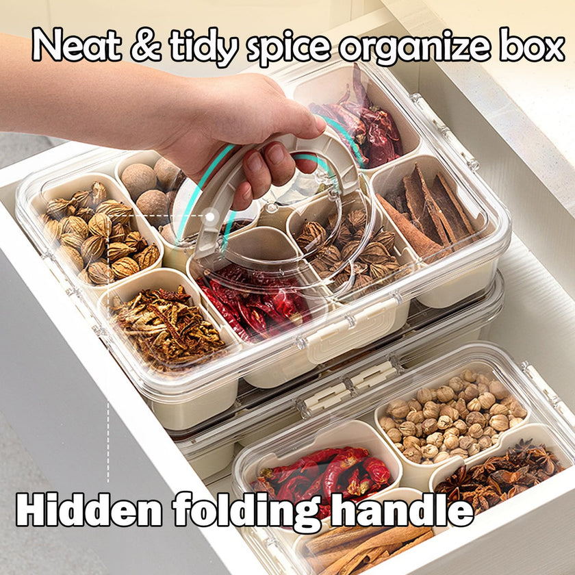 KIGITIONE Divided Snackle Box, 8 Compartments Portable Serving Tray with Lid and Handle, Clear Snack Platter Organizer for Fruits, Snacks, Nuts, Candy, Ideal for Party, Travel & Picnics 🍁 All In One Marketplace Canada