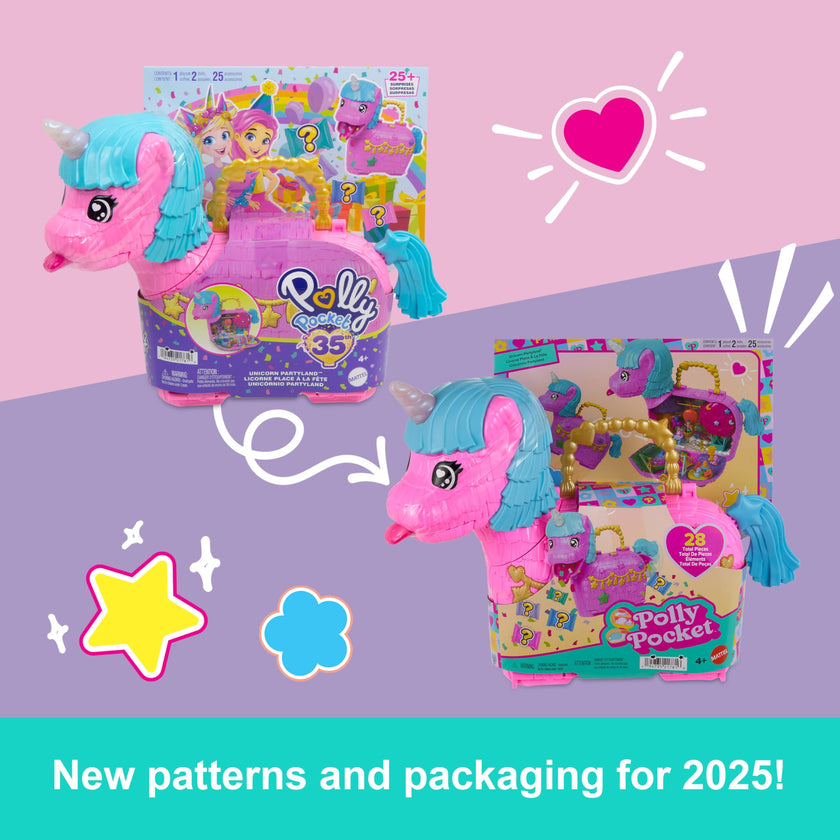 Polly Pocket Dolls & Playset with Pets & 25+ Surprise Accessories, Birthday Celebration Unicorn Partyland Playset, Hot Air Balloon Ride 🍁 All In One Marketplace Canada