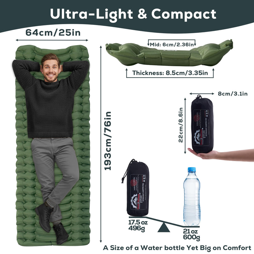 GEAR DOCTORS ® [500g] Ultralight Ether Camping Mattress Sleeping pad air Mattress Camping Sleeping pad Camp mat, matelas gonflable, Portable 🍁 All In One Marketplace Canada