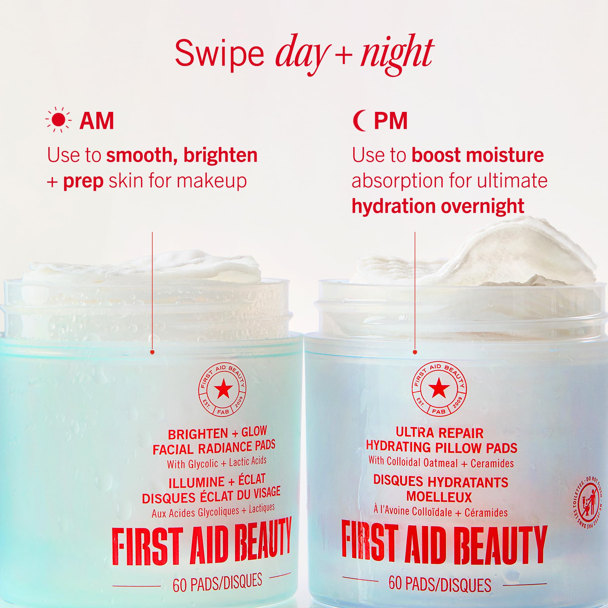 First Aid Beauty - Facial Radiance Pads with Glycolic & Lactic Acids, Daily Exfoliating Pads with AHA, Visibly Smaller Pores, Help Tone & Brighten Skin, One-Step Makeup Prep, Compostable, 28 🍁 All In One Marketplace Canada