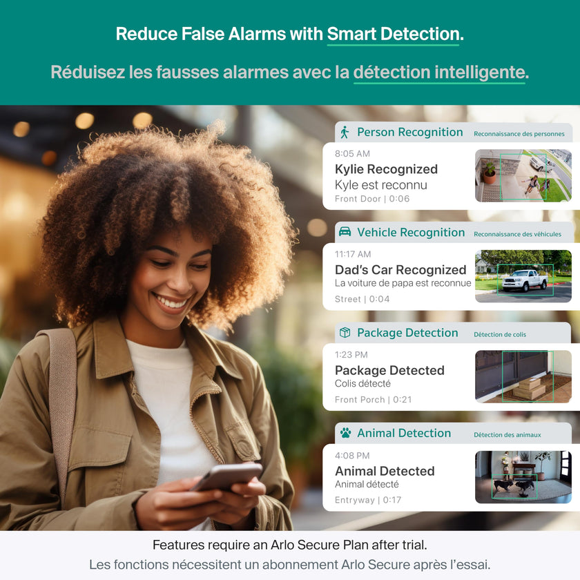 Arlo Essential Security Camera 2K (3rd Gen, 2025 Release) - Wireless Outdoor Camera, Battery Power, Person Recognition, Package Detection, Animated Preview, 1-Month Trial of Secure Plan, 2 Cam, White 🍁 All In One Marketplace Canada