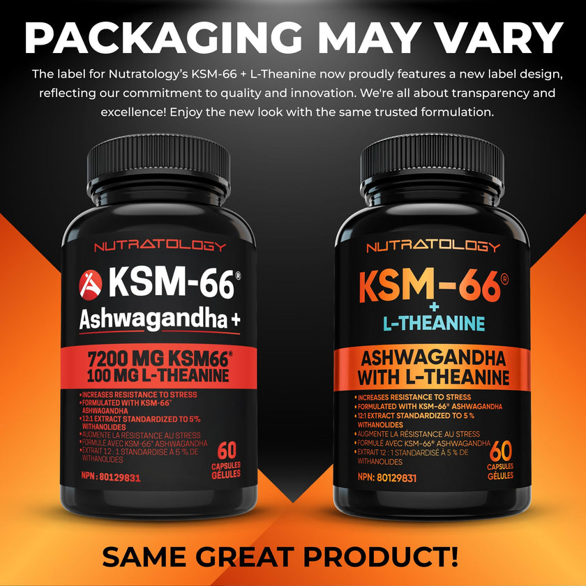 Nutratology® Ashwagandha KSM-66 7200MG + L-Theanine 100MG - Made In Canada | Stress Relief Supplements - Relaxation & Mood Support - Formulated With Bioperine For Enhanced Absorption - 60 Capsules 🍁 All In One Marketplace Canada