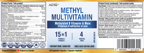 Herba Methylated Multivitamin with 500mg TMG & Methylated B Complex - 120 Capsules | 15 in 1 Formula | B Complex Vitamins for Women & Men including Methyl Folate Supplement | Vegan | Made in Canada 🍁 All In One Marketplace Canada