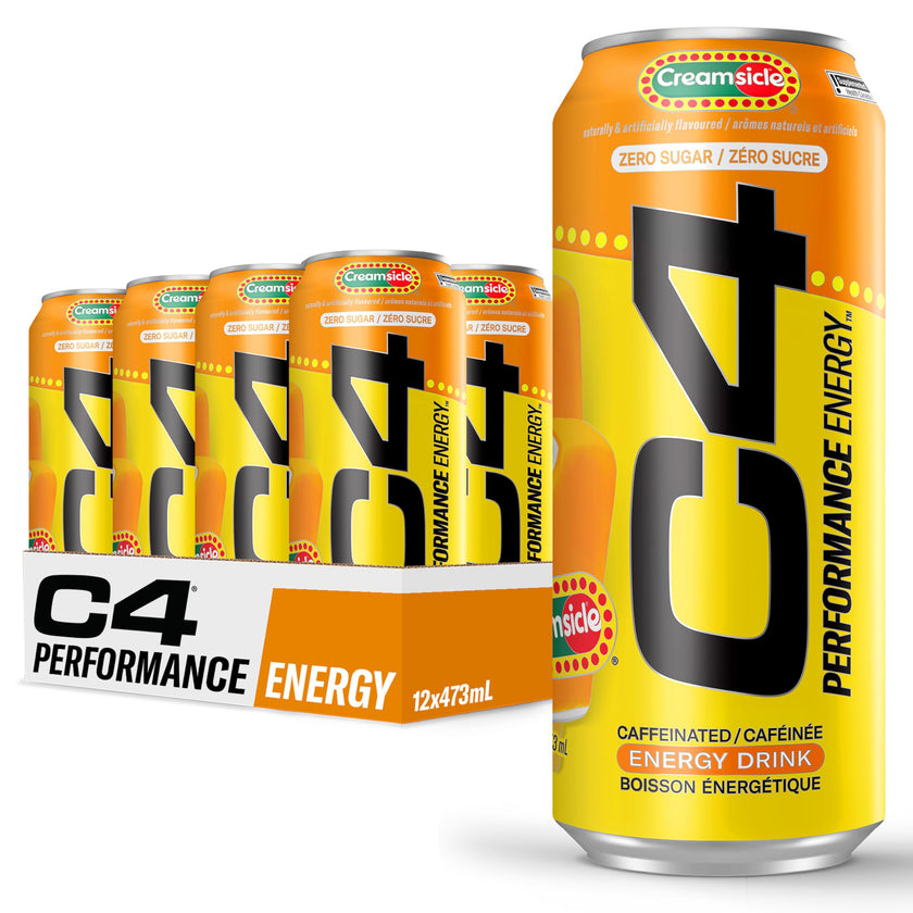 Cellucor C4 Performance Energy Drink, Creamsicle, Carbonated Sugar Free Drink with no Artificial Colours or Dyes, 473mL, 12 count 🍁 All In One Marketplace Canada